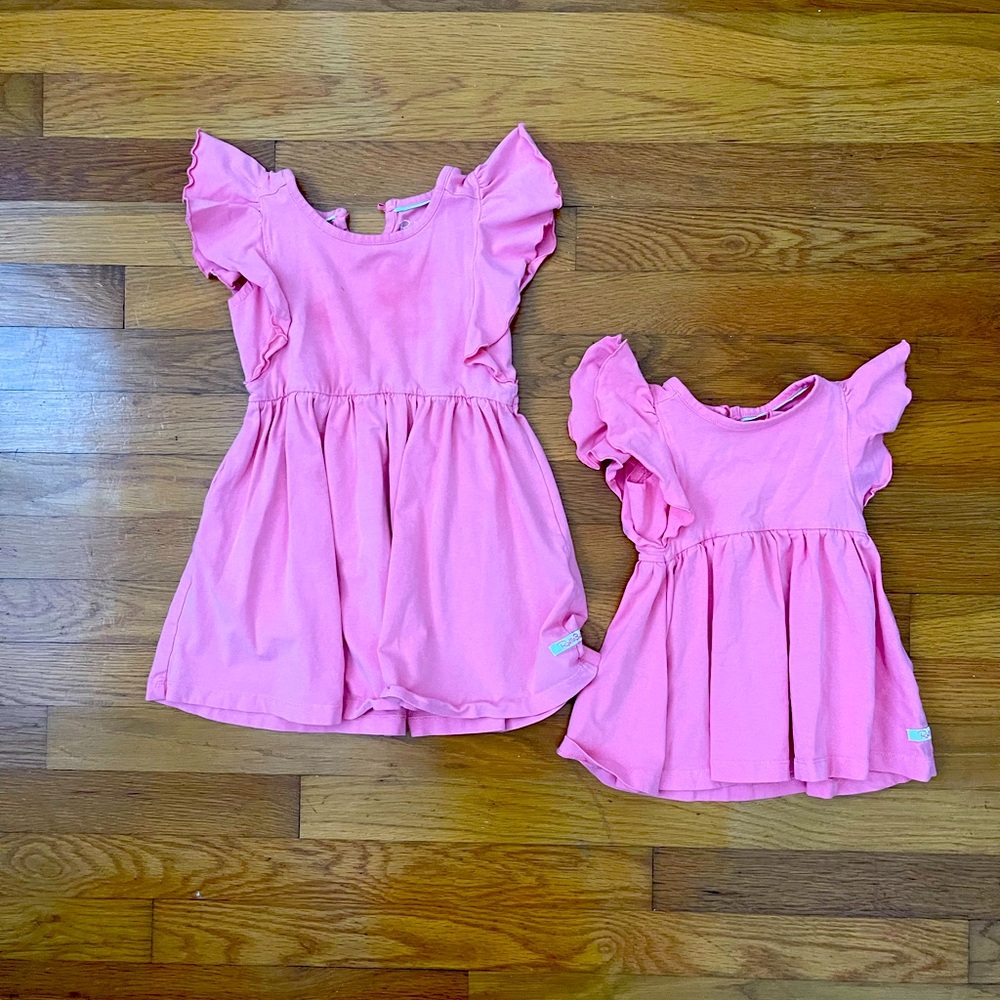 Ruffle Butts Matching Dresses - size 4T and 6-12mo